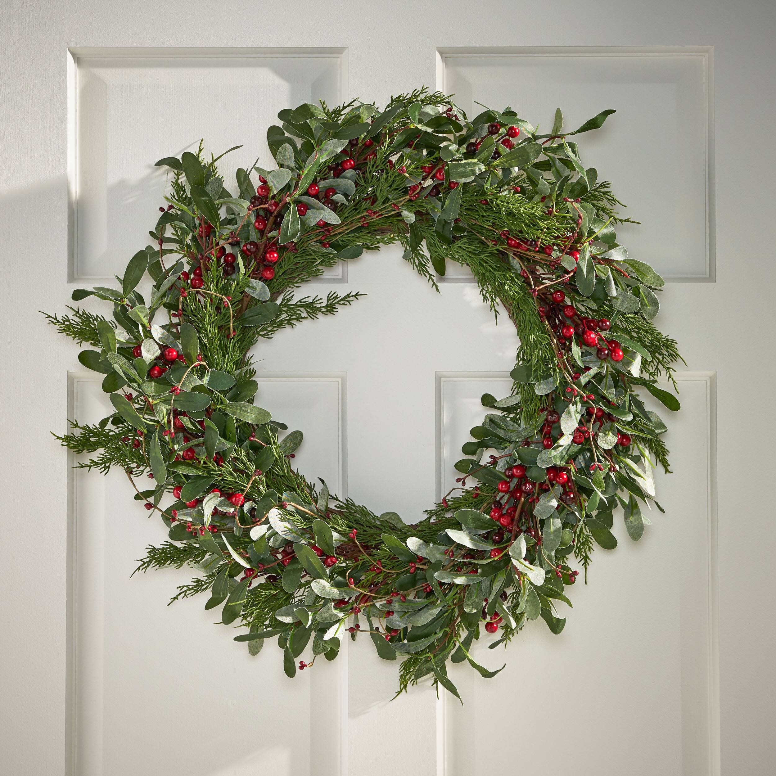 Valdosta Indoor 26" Artificial Olive Leaf Wreath with Berries by